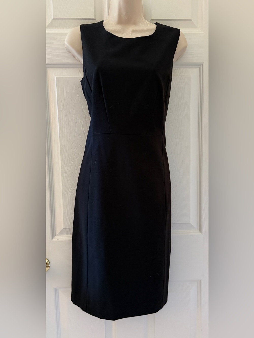 Calvin Klein Basic Sleeveless Black Midi Sheath Dress 6 All Black *EUC* Capsule